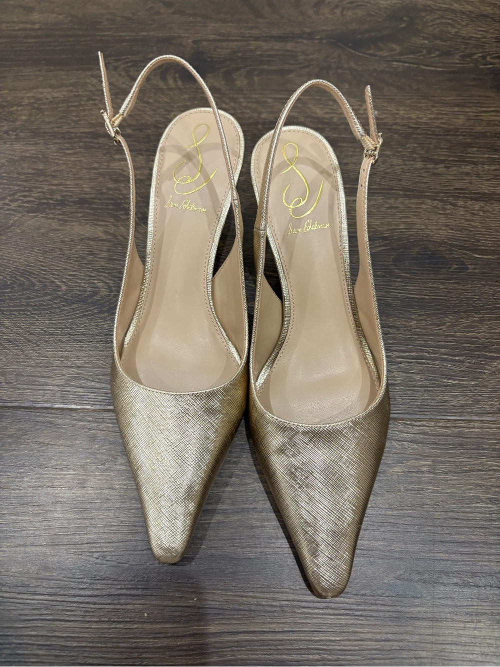 Sam Edelman Gold Leaf Faux Leather Bianka Slingback Pump - Picture 3 of 7